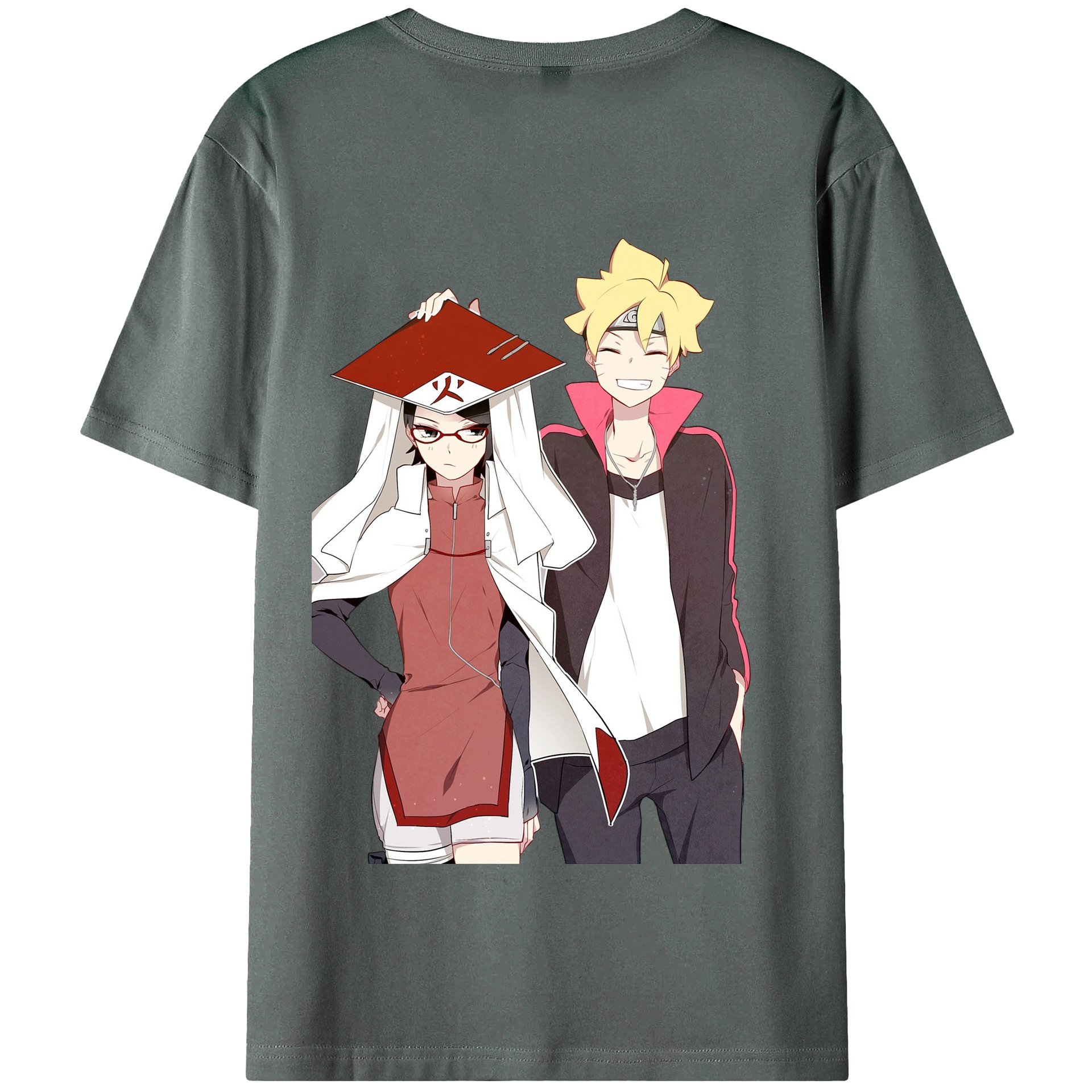 （画像用） NARUTO -ナルト- うちは サラダ Uchiha Sarada 綿100％半袖Tシャツ（背面プリント）